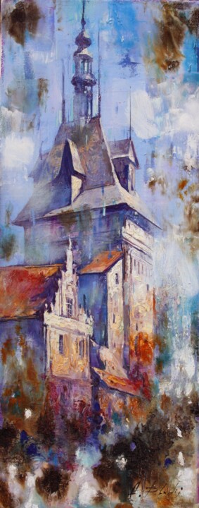 Painting titled "ETUDE GDANSK 25" by Dobrodiy Alexandr, Original Artwork, Oil Mounted on Wood Stretcher frame