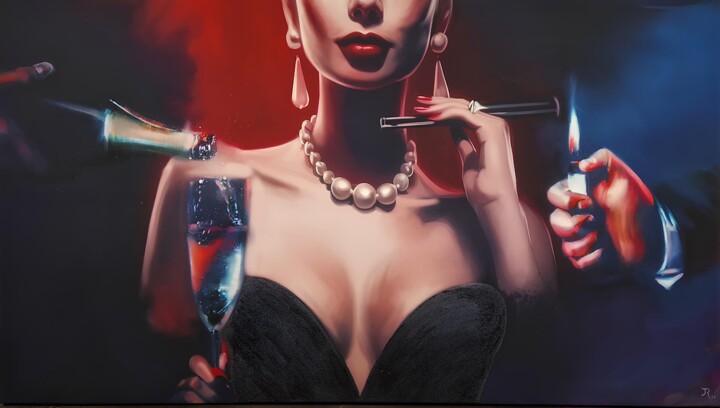 Champagne 绘画, 37.4x70.9 in