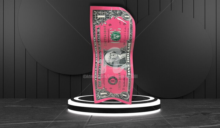 One Dollar Pink Shining (seulement 33 exemplaires) 雕塑, 17.7x7.5 in