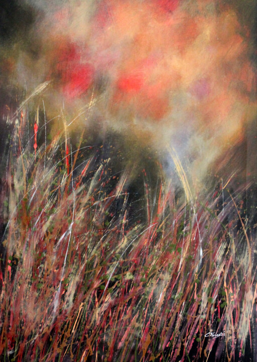 "Fighting Demons #2" 绘画, 44.5x31.9 in