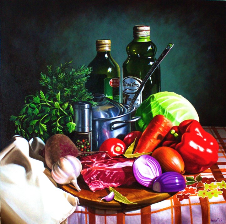 В очікуванні борщу 绘画, 35.4x35.4 in