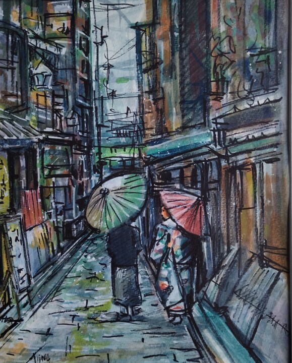 Promenade japonaise 绘画, 11.8x9.5 in
