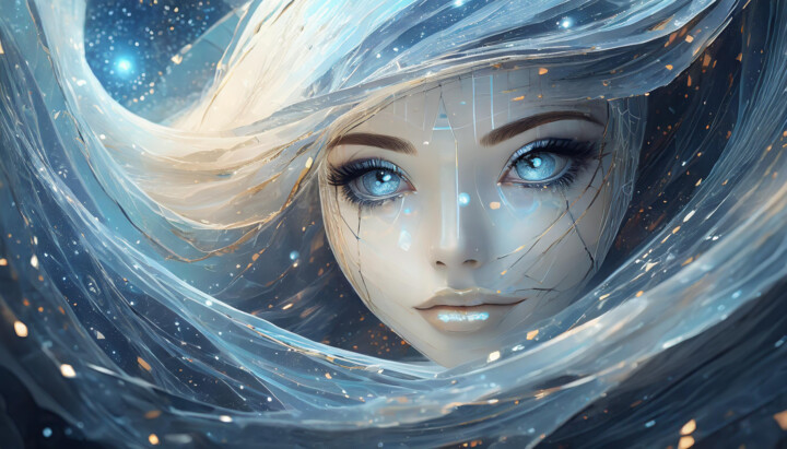 Digital Arts titled "android face an int…" by Jacek Dudziński, Original Artwork, Digital Painting