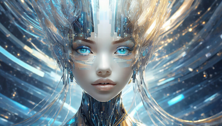 Digital Arts titled "Android in the eye" by Jacek Dudziński, Original Artwork, Digital Painting