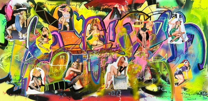 Pin up vintage 绘画, 19.7x39.4 in