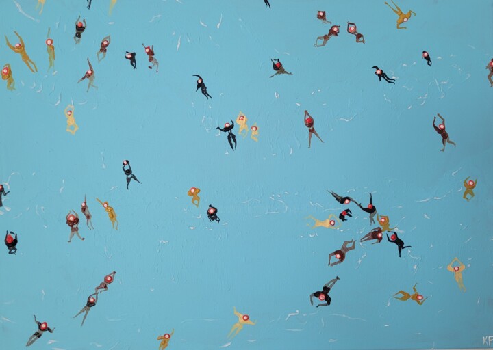 Swimming together 绘画, 19.7x27.6 in