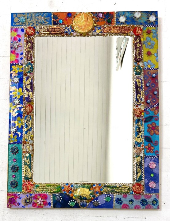 miroir mosaïque de verre "Traces " 设计, 23.6x17.7 in