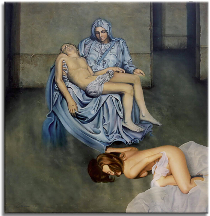 Pieta after Michelangelo 미술작품, 69x66 in
