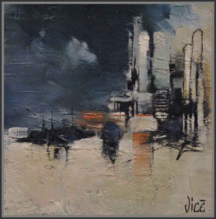 Peinture intitulée "Blue hour" par Jicé, Œuvre d'art originale, Huile Monté sur Carton