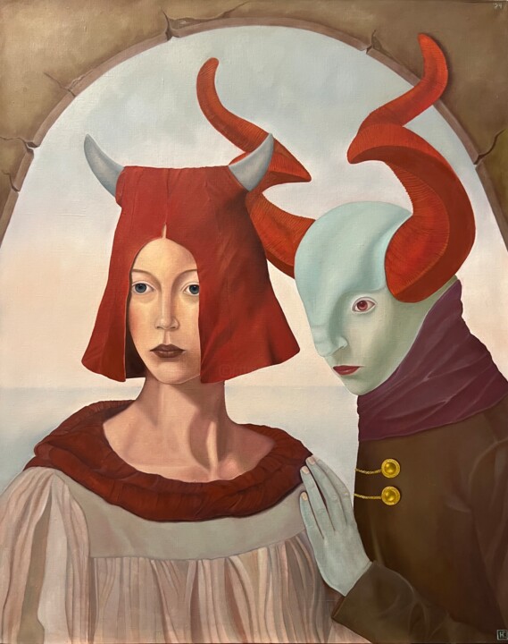 Huldra and Fawn. Distance is not a hindrance to love. 绘画, 39.4x31.5 in