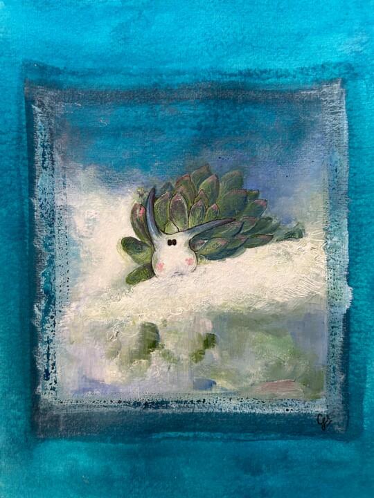 Leaf Sheep - Mouton de mer 绘画, 11.7x8.3 in