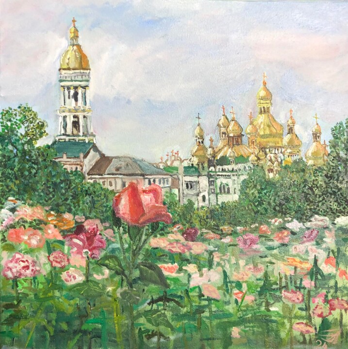 Розы . Печерск . Весна. 绘画, 15.8x15.8 in