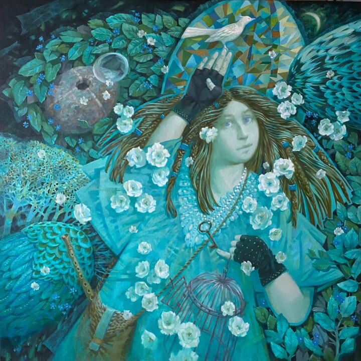 Разговор с птицей 绘画, 39.4x39.4 in