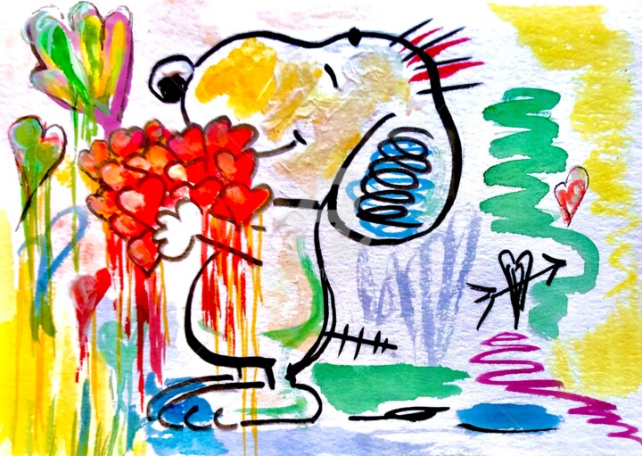 Painting titled "2nd Wedding Anniver…" by Nicole Cecil B, Original Artwork, Watercolor