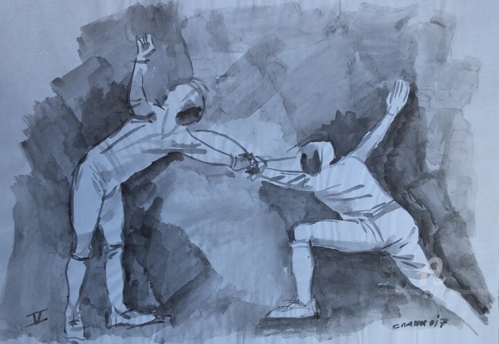 绘画 标题为“Cinquieme moment "t…” 由Slobodan Spasojevic (Spaki), 原创艺术品, 水彩