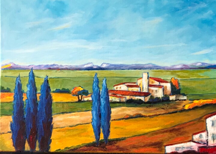21- mas en Camargue Painting, 18.1x25.6 in