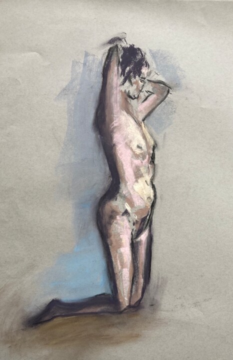 Kneeling nude Drawing, 16x12 in