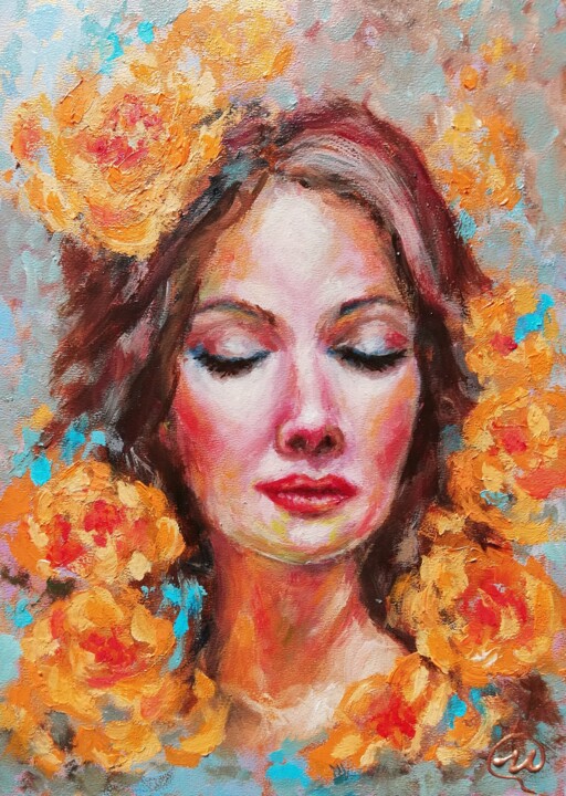 "Woman Portrait - Wo…" başlıklı Tablo Iryna Fedarava tarafından, Orijinal sanat, Petrol