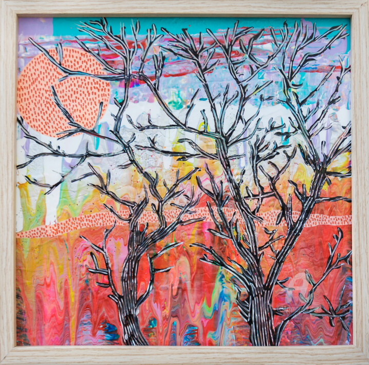 Сarved Landscape 7 Painting, 11.8x11.8 in
