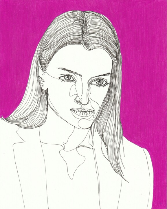 Portrait de femme fuchsia 图画, 10x8 in