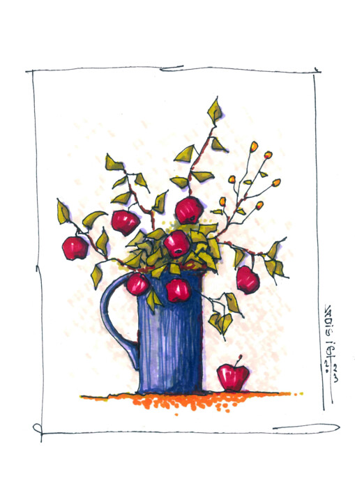 STILL LIFE WITH APPLES 图画, 13x9.8 in
