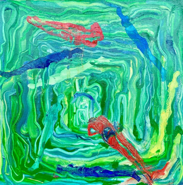 Заплыв на 100 метров 绘画, 19.7x19.7 in