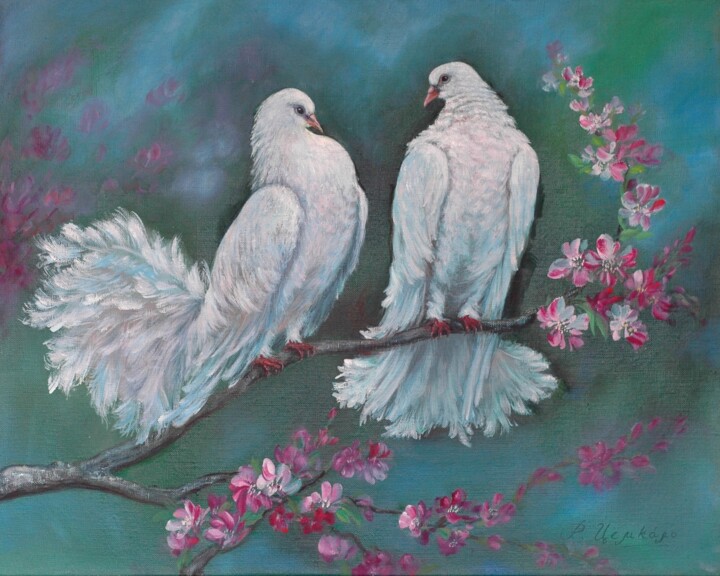 White Doves 绘画, 15.8x19.7 in