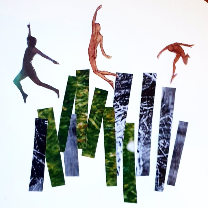 Collages intitulée "Danser le printemps" par Julie Verhague, Œuvre d'art originale, Collages