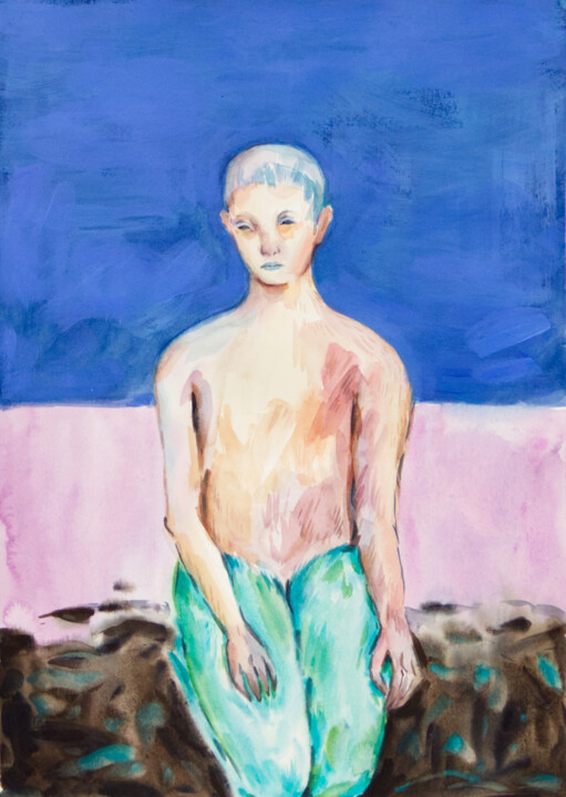 Картина под названием "Spring glade" - Yuliya Kachan, Подлинное произведение искусства, Акварель