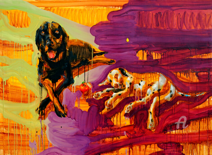 Adam 02’s death next to ahin 绘画, 44.1x57.3 in