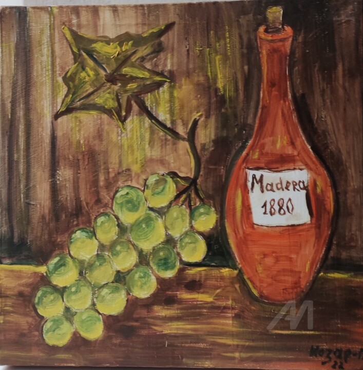Raisins et vin 绘画, 11.8x11.8 in