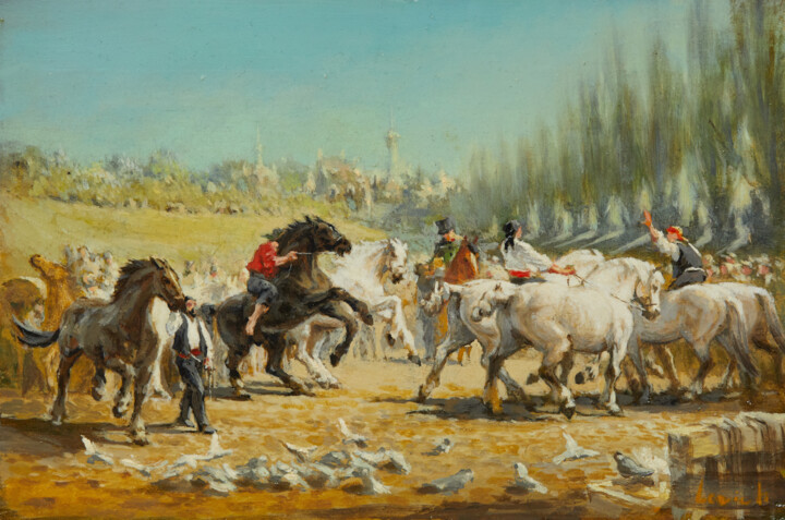 The Horse Fair 绘画, 7.9x11.8 in