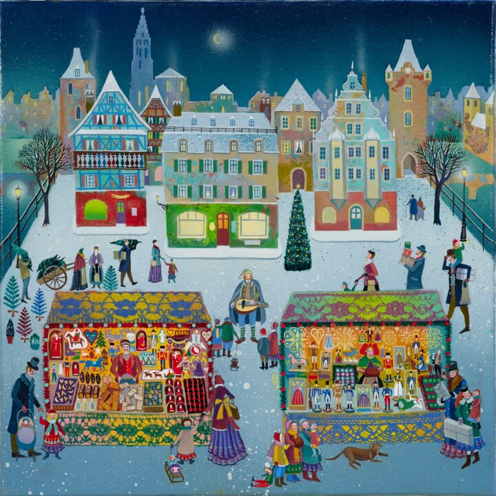 Peinture intitulée "JOIES D'HIVER" par Bernard Ambielle, Œuvre d'art originale, Huile Monté sur Châssis en bois