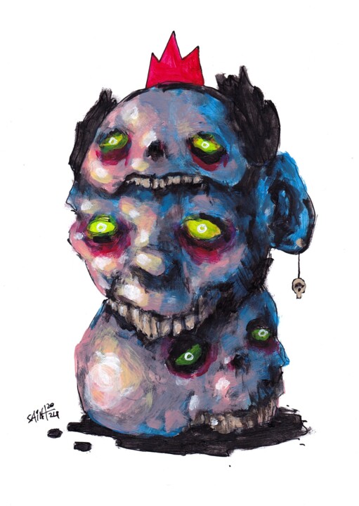 Mr. Tri golovi 绘画, 8.2x5.9 in