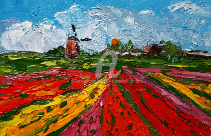 Malerei mit dem Titel "TULIP FIELDS VII..." von Svetlana Samovarova (SA.LANA), Original-Kunstwerk, Öl