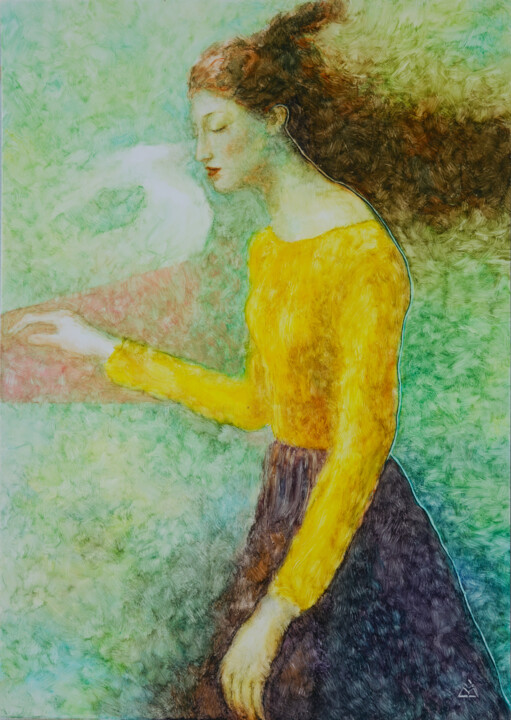 「Malachite」というタイトルの絵画 Valeria Yscavaによって, オリジナルのアートワーク, 水彩画