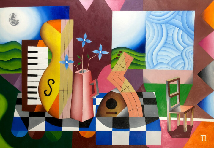 绘画 标题为“Mesa de Músico 58” 由José Roberto Teixeira Leite Junior, 原创艺术品, 油 安装在木质担架架上