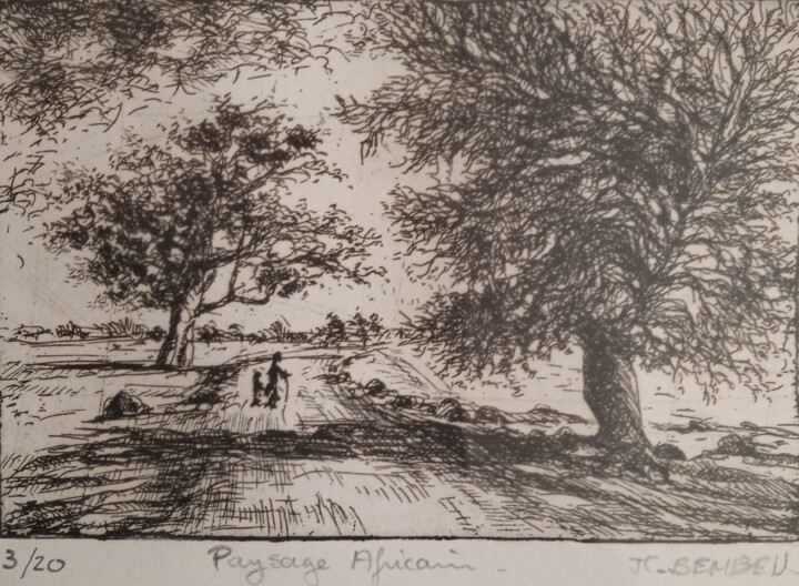 Paysage Africain 图画, 3.7x5.7 in