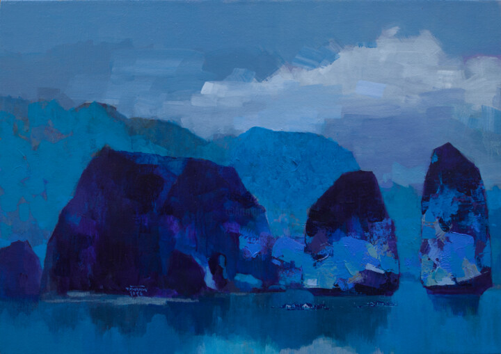 Cloudy day at Halong Bay 绘画, 27.6x39.4 in