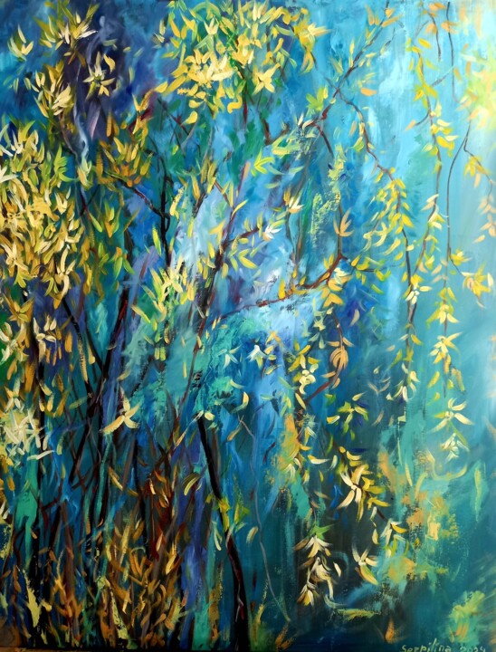 035 Forsythia 绘画, 31.5x23.6 in