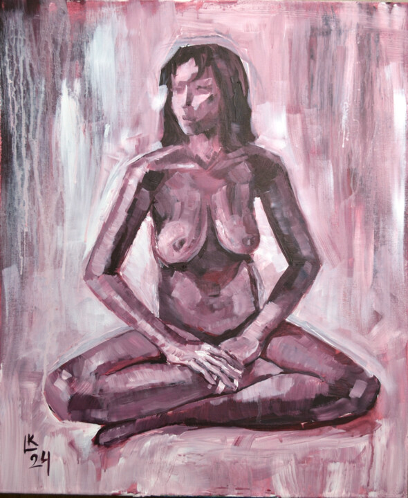 Woman Yoga Sitting 绘画, 23.6x19.7 in