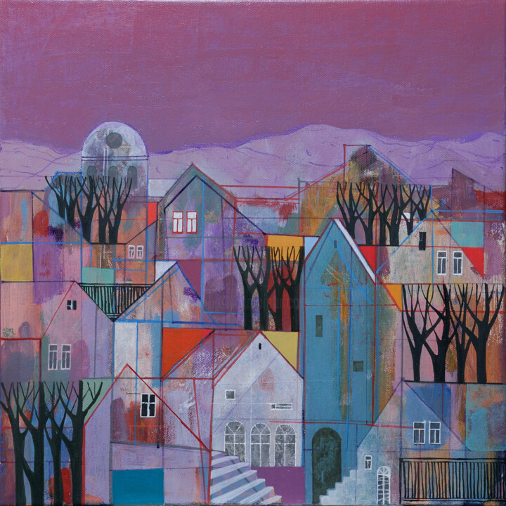 Painting titled "Composition 52" by Georgi Demirev, Original Artwork, Acrylic Mounted on Wood Stretcher frame