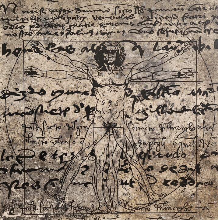 L'HOMME DE VITRUVE 绘画, 31.5x31.5 in