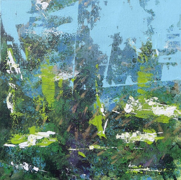 "Holiday Dreams" (18" square) - acrylic art 绘画, 16x16 in