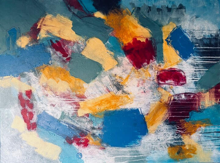 Pintura intitulada ""Fitting In"" por Annette Aspen, Obras de arte originais, Acrílico Montado em Armação em madeira