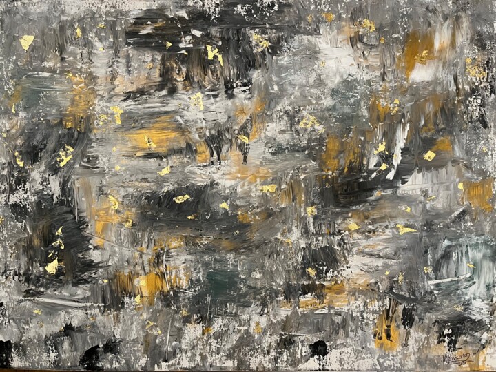 Malerei mit dem Titel "the chaos inside" von Nadine Höhenwarter, Original-Kunstwerk, Acryl Auf Keilrahmen aus Holz montiert