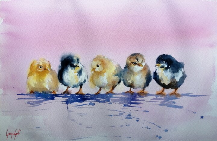chicks 绘画, 13.8x20.9 in