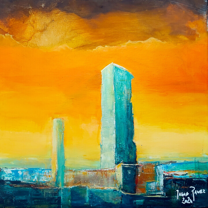 "ZAPOMNIANE MIASTO II" 绘画, 15.8x15.8 in