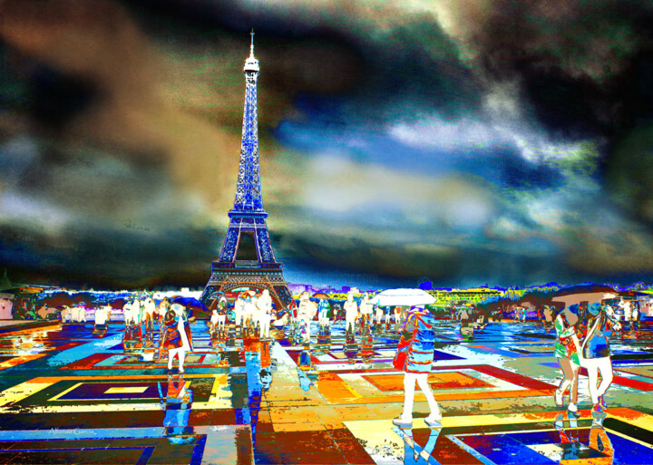 La Torre Eiffel en día de Lluvia 数字艺术