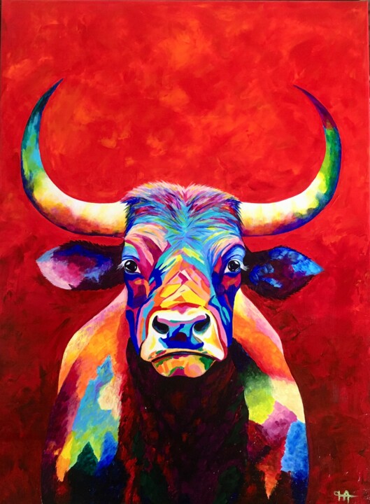 BUFFALO VENDU 绘画, 31.9x23.6 in